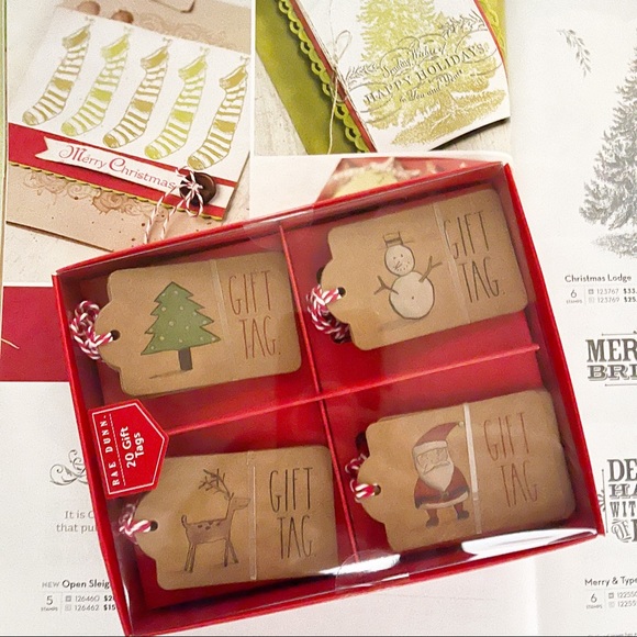New Rae Dunn Merry Christmas Happy Holiday 20 Gift Tag Icons Kraft - Picture 1 of 2